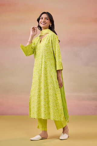 Light Green Screen Printed Pure Cotton Kurta Set thumbnail image number null