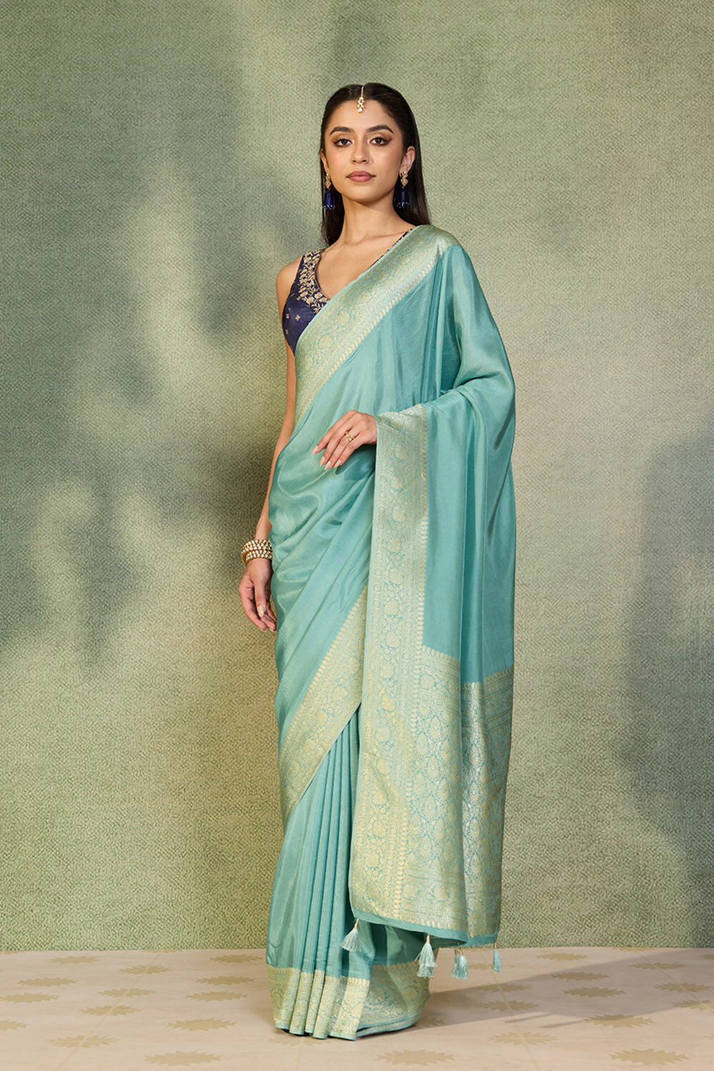 Light Blue Woven Design Pure Viscose Saree image number null