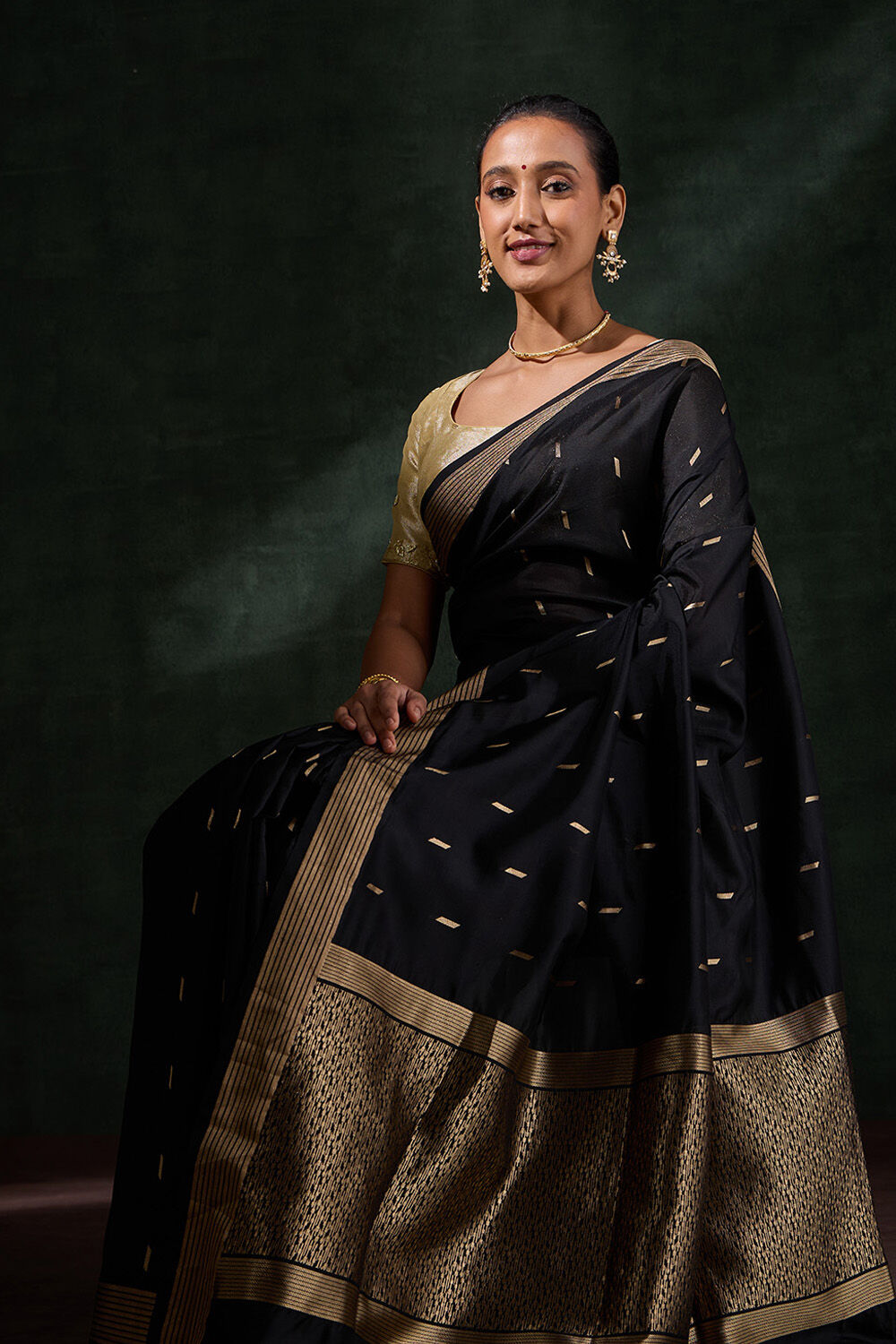 Black Silk Viscose Cutwork Saree image number null