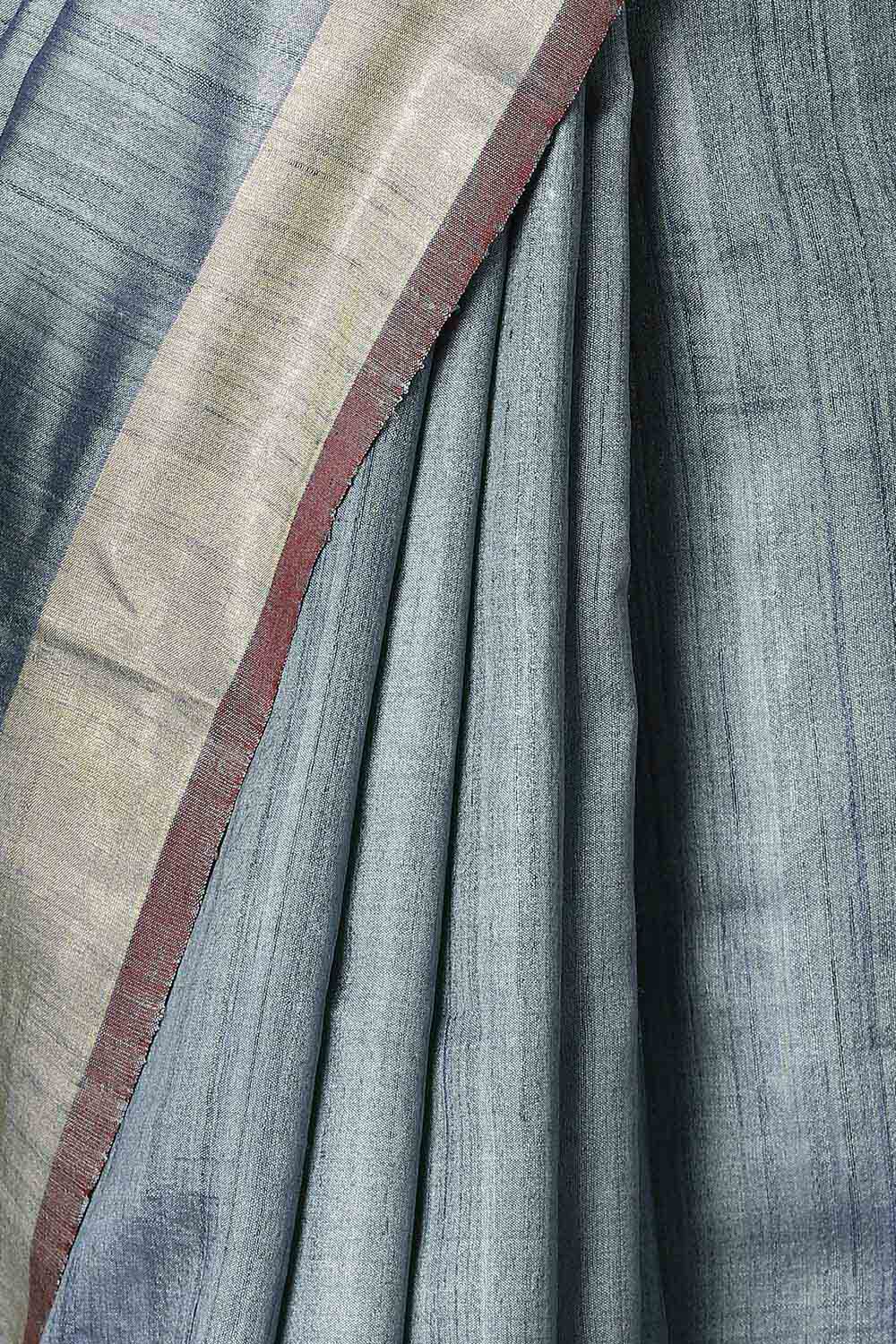 Grey Pure Tussar Bhagalpuri Saree image number null