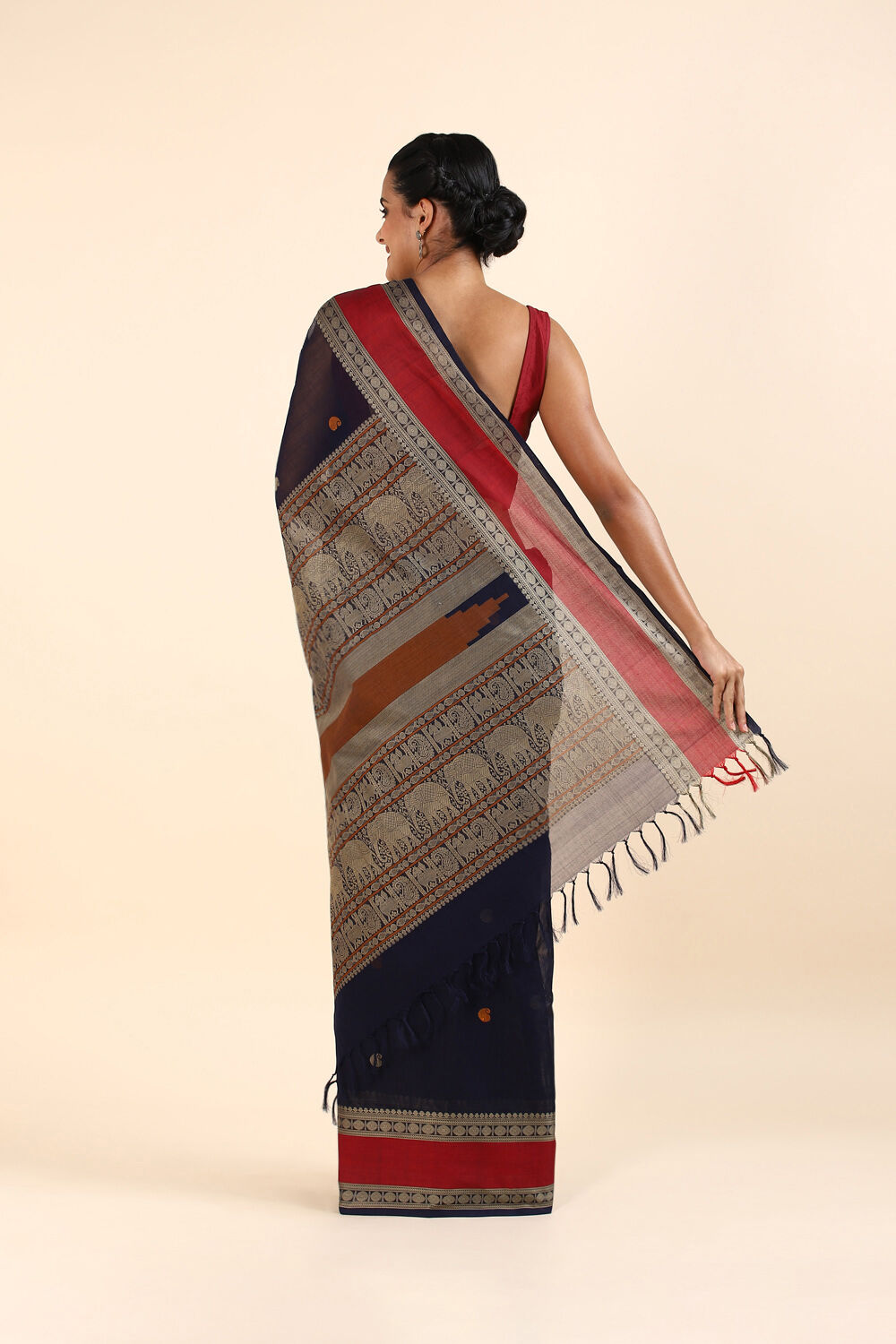 Dark Pure Blue Cotton South Saree image number null
