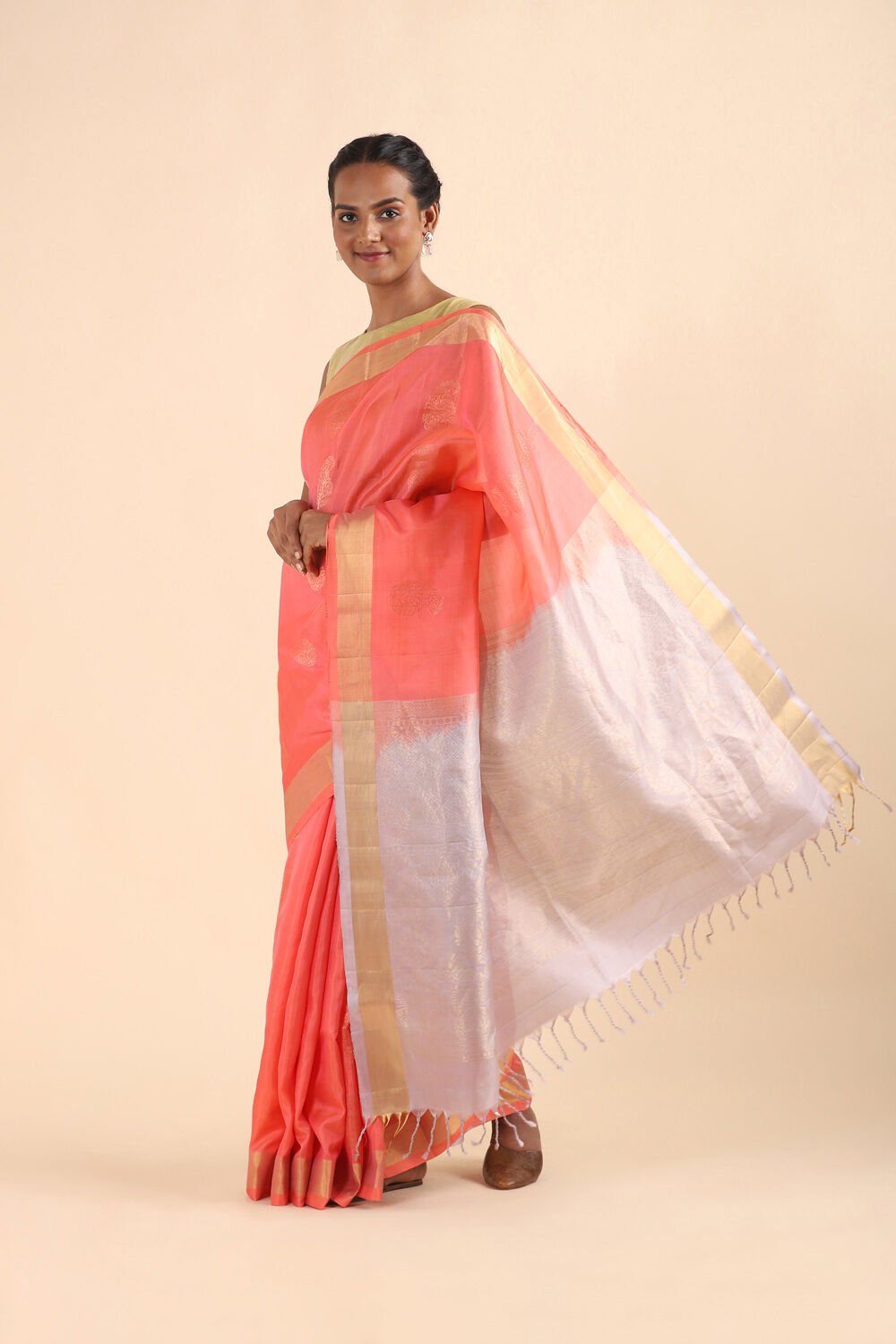 Light Orange Pure Soft Silk Saree image number null