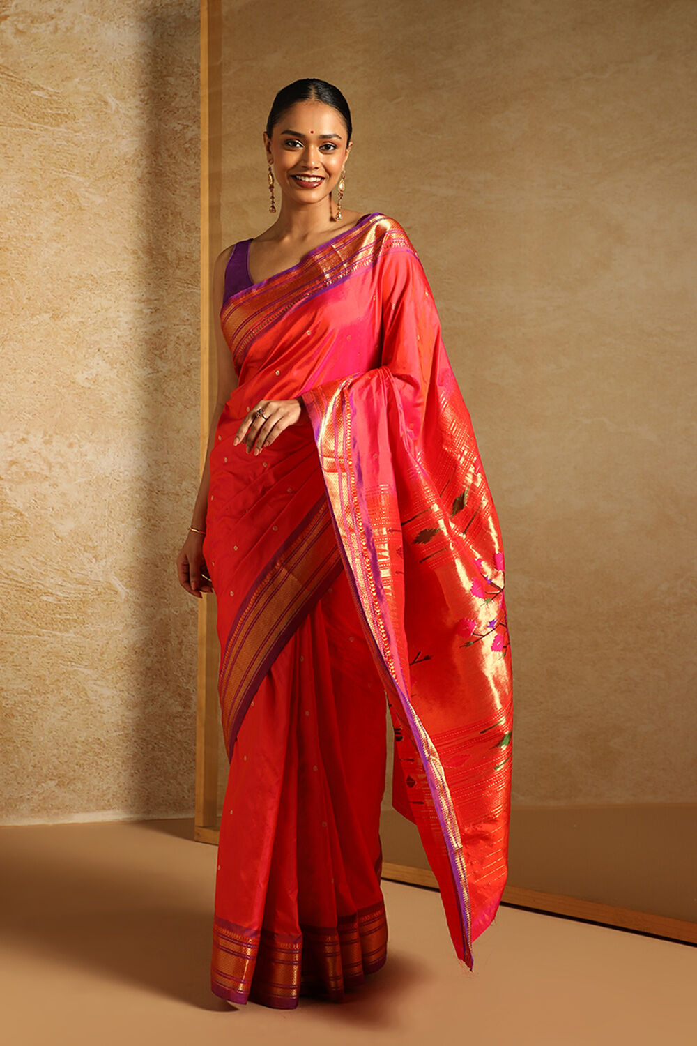 Pink Pure Silk Paithani Saree image number null