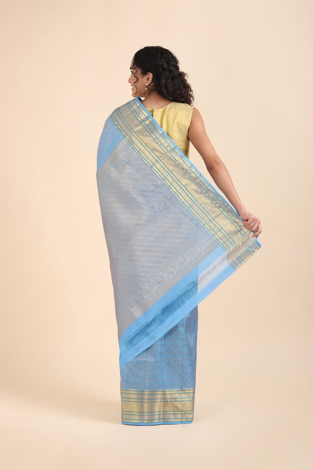 Light Blue Pure Silk Kanjivaram Saree image number null