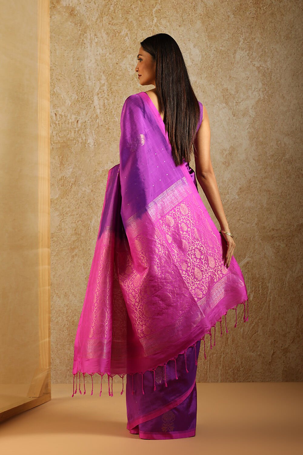 Purple South Pure Silk Woven Saree image number null