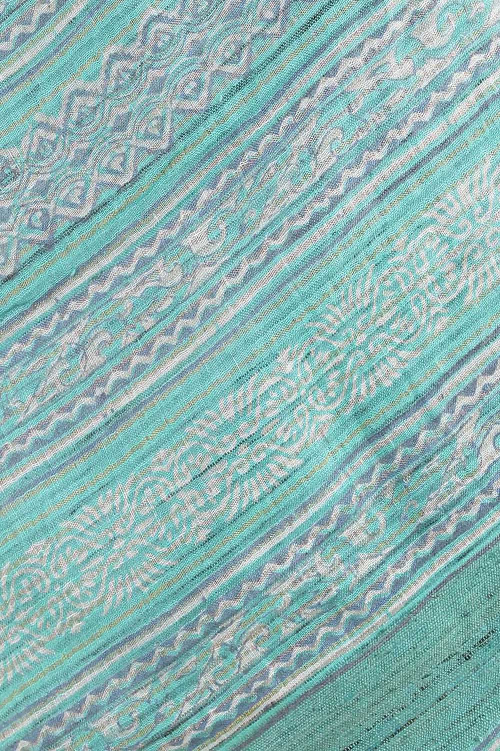 Blue Pure Linen Printed Saree image number null