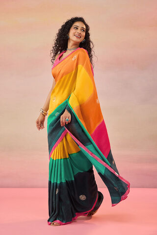 Multi Bengal Pure Silk Hand Painted Embroidered Saree thumbnail image number null