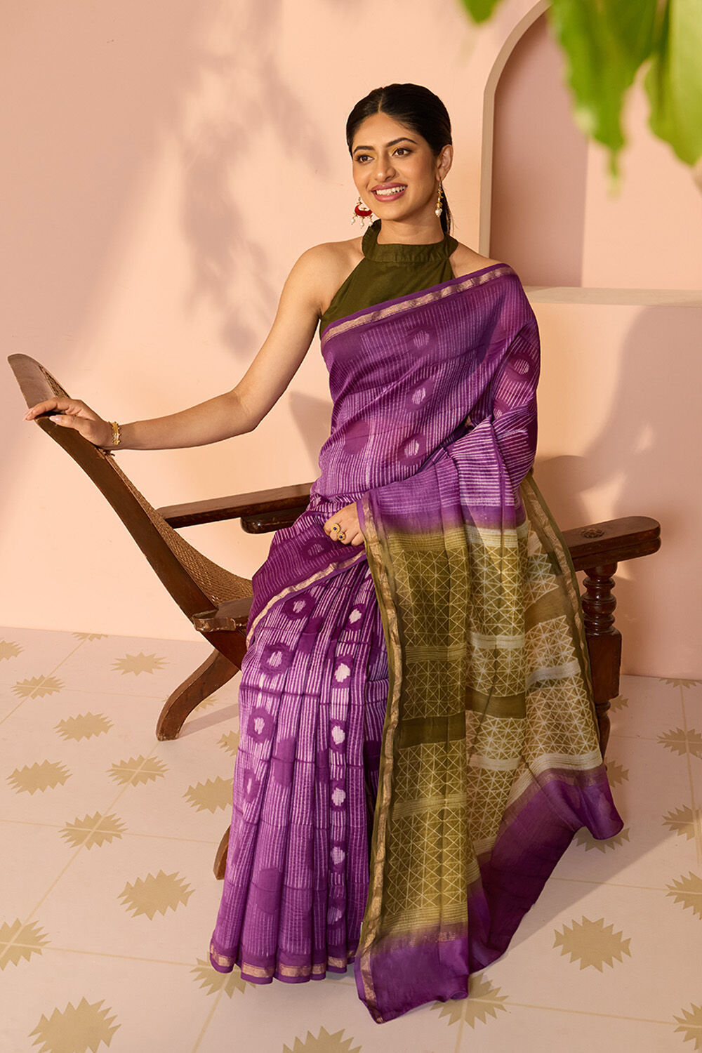Dark Violet Rajasthan Pure Silk Cotton Tie & Dye Shibori Saree image number null