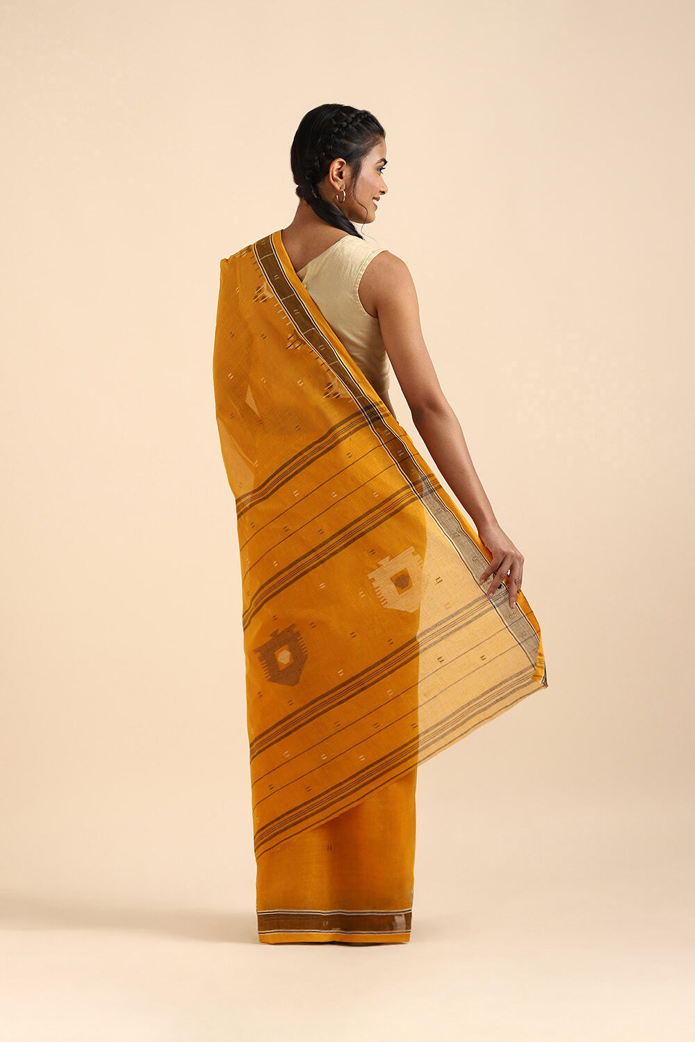 Yellow Pure Cotton Bengal Saree image number null