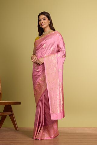 Light Pink Pure Silk Kadwa Banarasi Saree thumbnail image number null