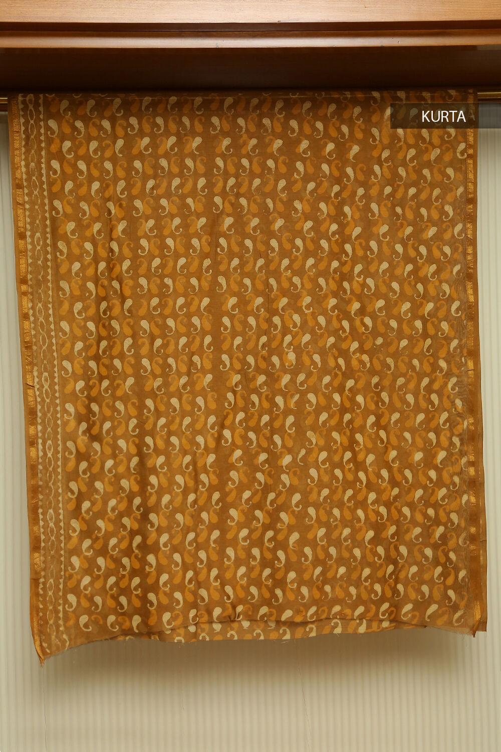 Ochre Yellow Block Printed Pure Silk Cotton Suit Set image number null