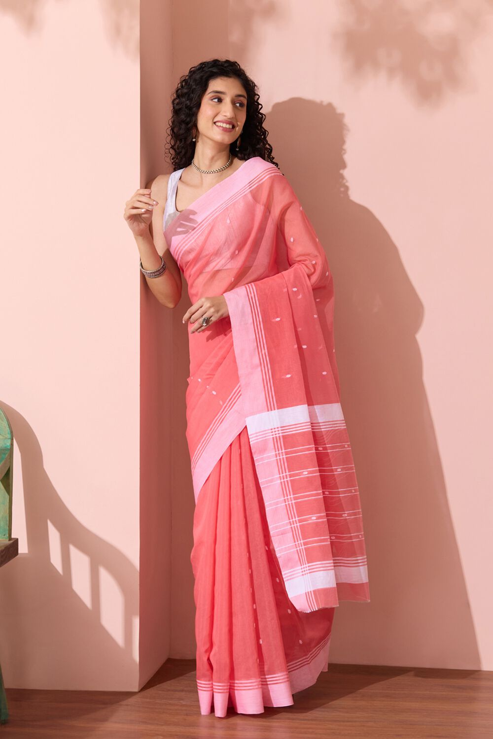 Light Pink Woven Pure Silk Cotton Chanderi Saree image number null