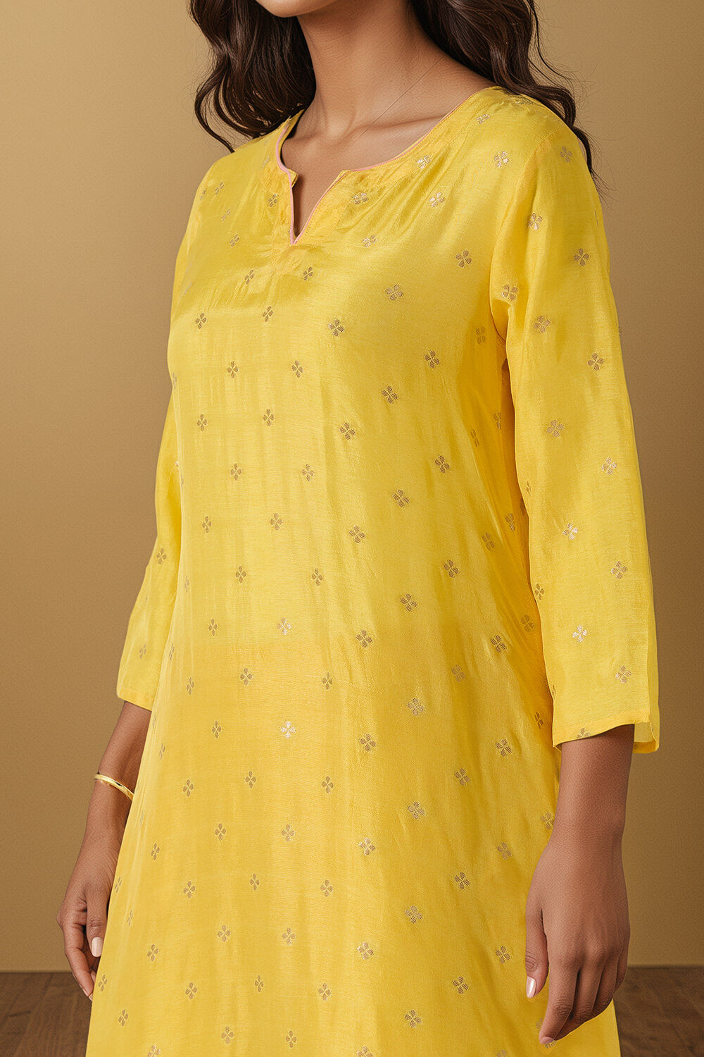 Yellow Viscose Woven Kurta Set image number null