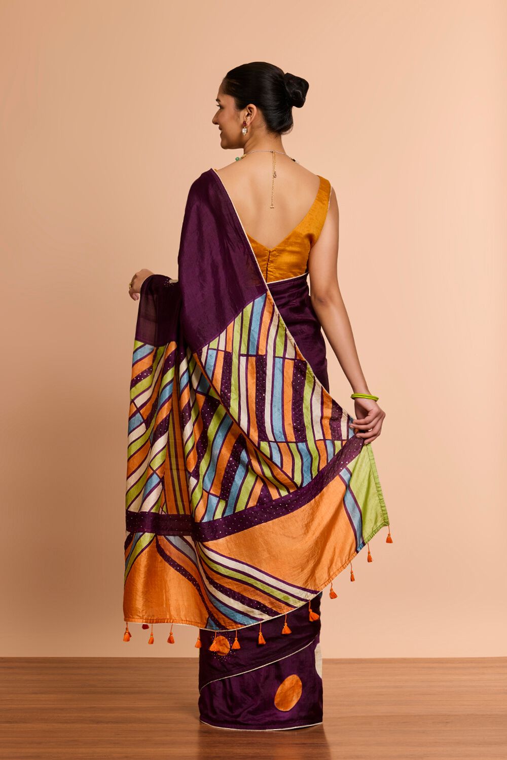 Purple Murshidabad Pure Silk Hand Painted Saree image number null
