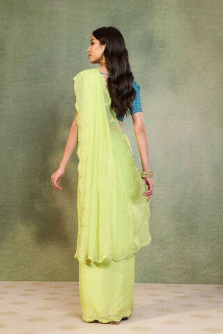 Light Green Viscose Organza Embroidered Saree thumbnail image number null