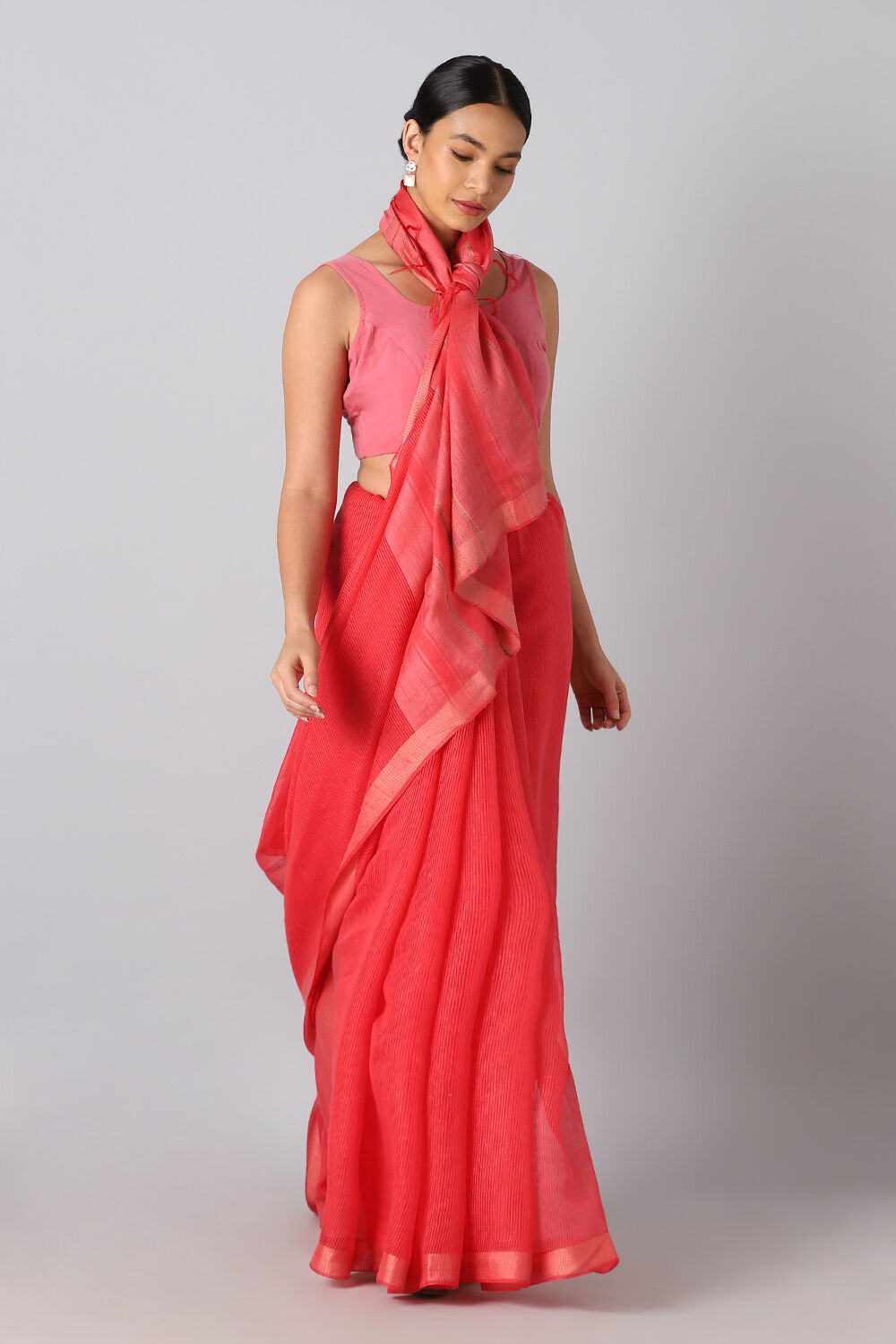 Dark Pink Pure Tussar Silk Bhagalpuri Saree image number null