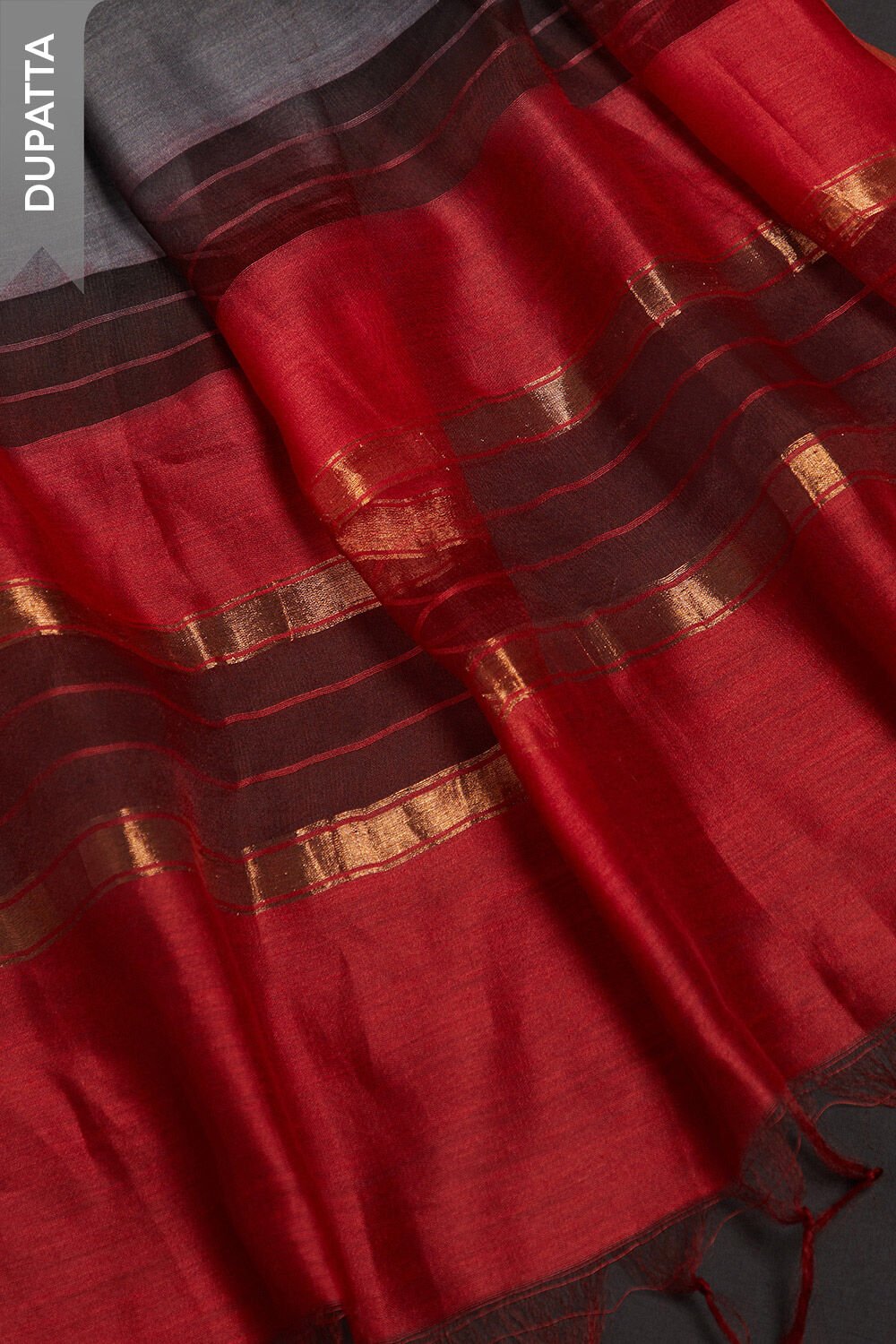 Grey Block Printed Pure Tussar Silk Unstitched Suit Set image number null