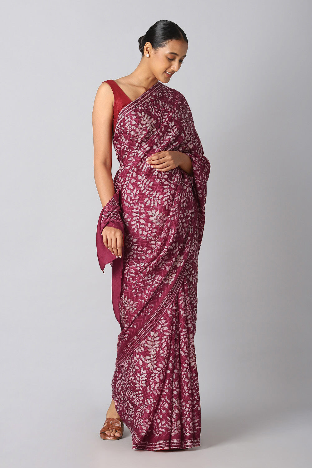 Wine-Red Luxe Vegan Saree image number null