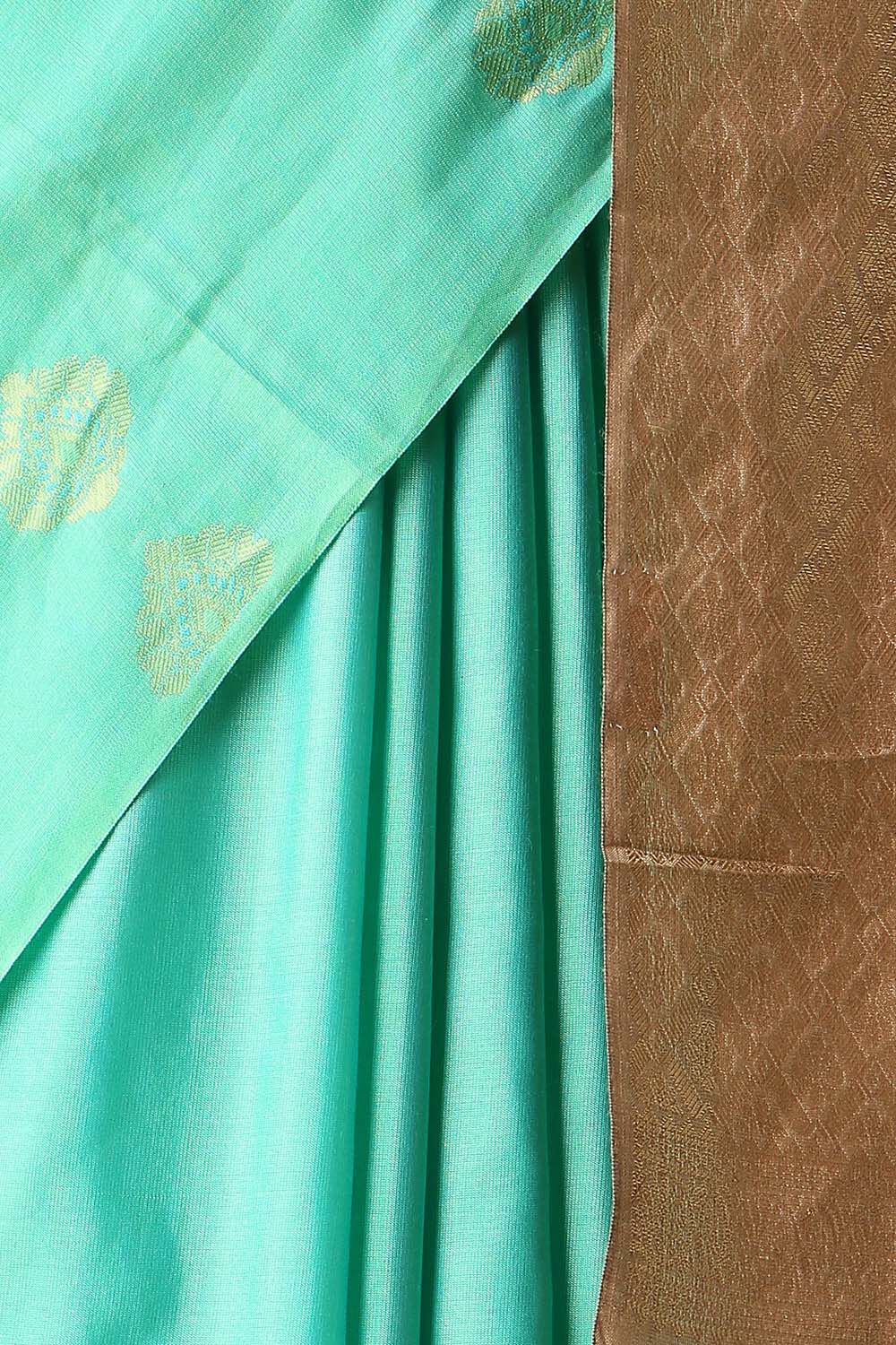 Green Pure Silk Tencel South Saree image number null