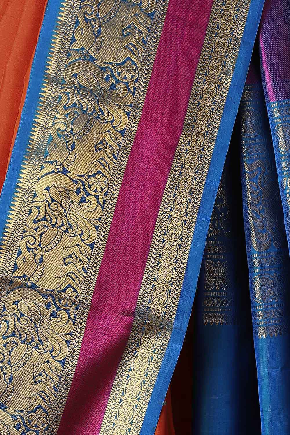 Orange Pure Silk Kanjivaram Saree image number null