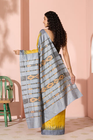 Yellow Ikat Pure Tussar Silk Gopalpur Saree thumbnail image number null