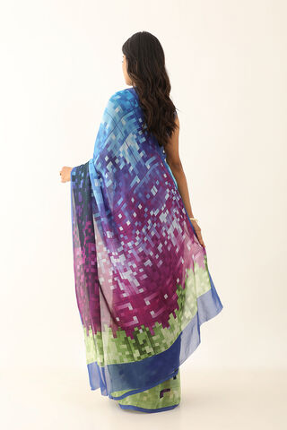 Blue Viscose Crepe Printed Saree thumbnail image number null