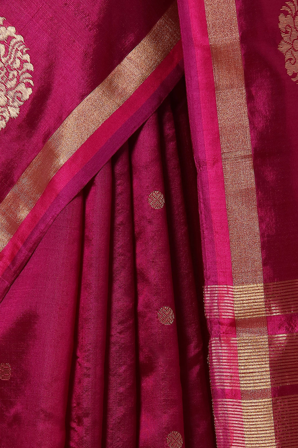Dark Pink Pure Silk Chanderi Saree image number null