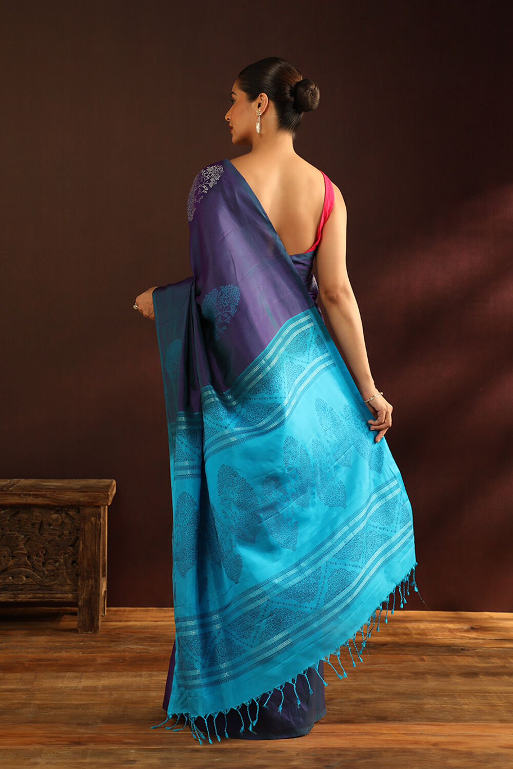 Violet Woven Pure Soft Silk Saree image number null