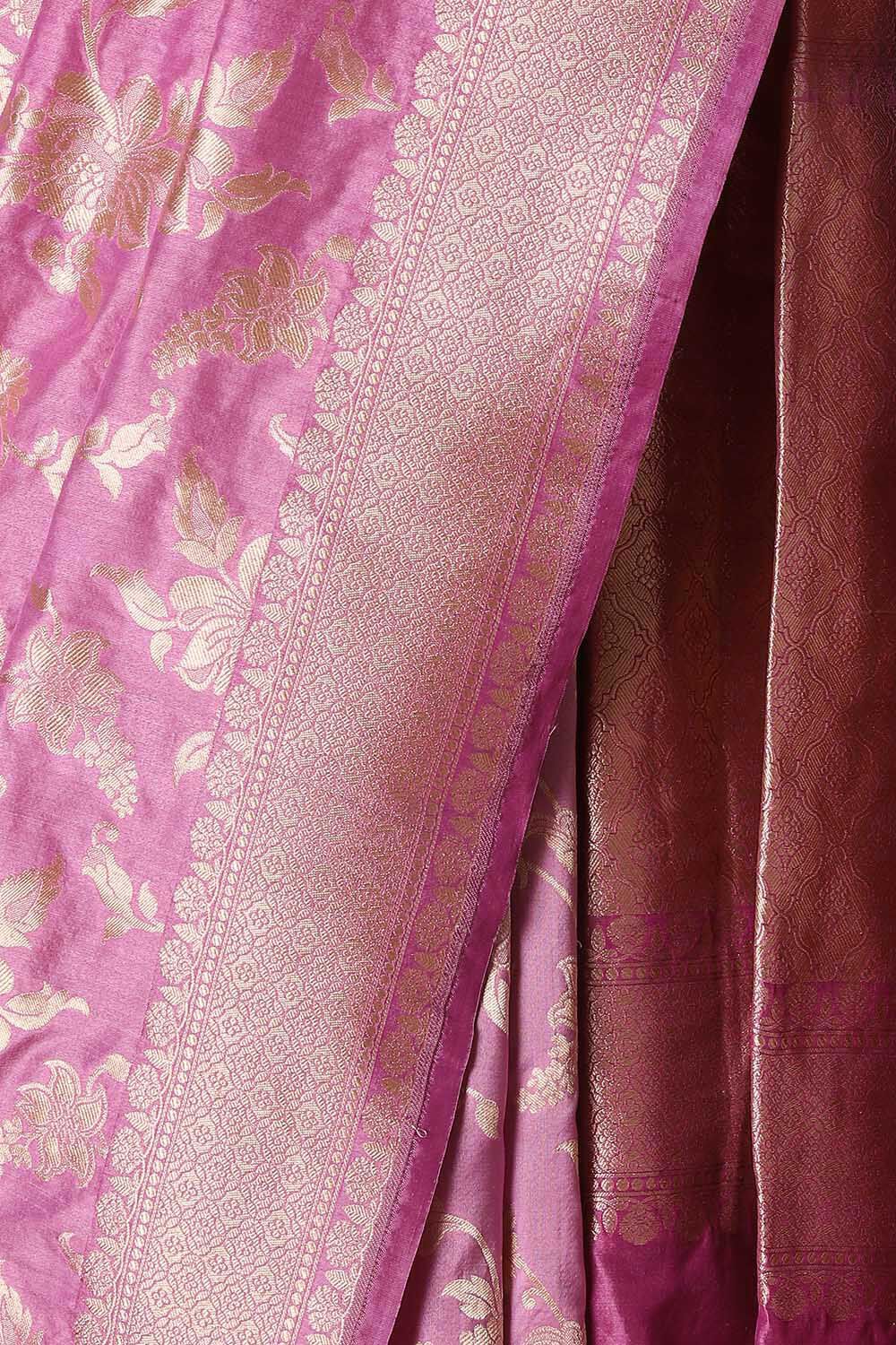 Violet Pure Silk Banarasi Saree image number null