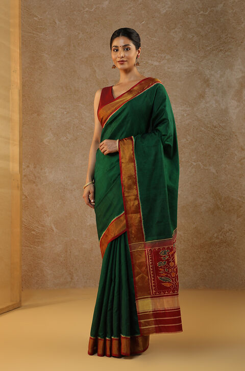 Green Rajkot Pure Silk Ikat Patola Saree