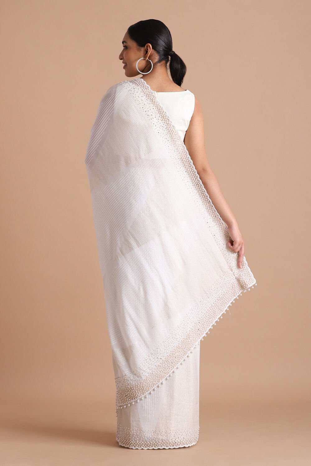 White Pure Embroidered Saree image number null