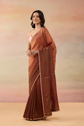 Red Viscose Tissue Embroidered Saree thumbnail image number null