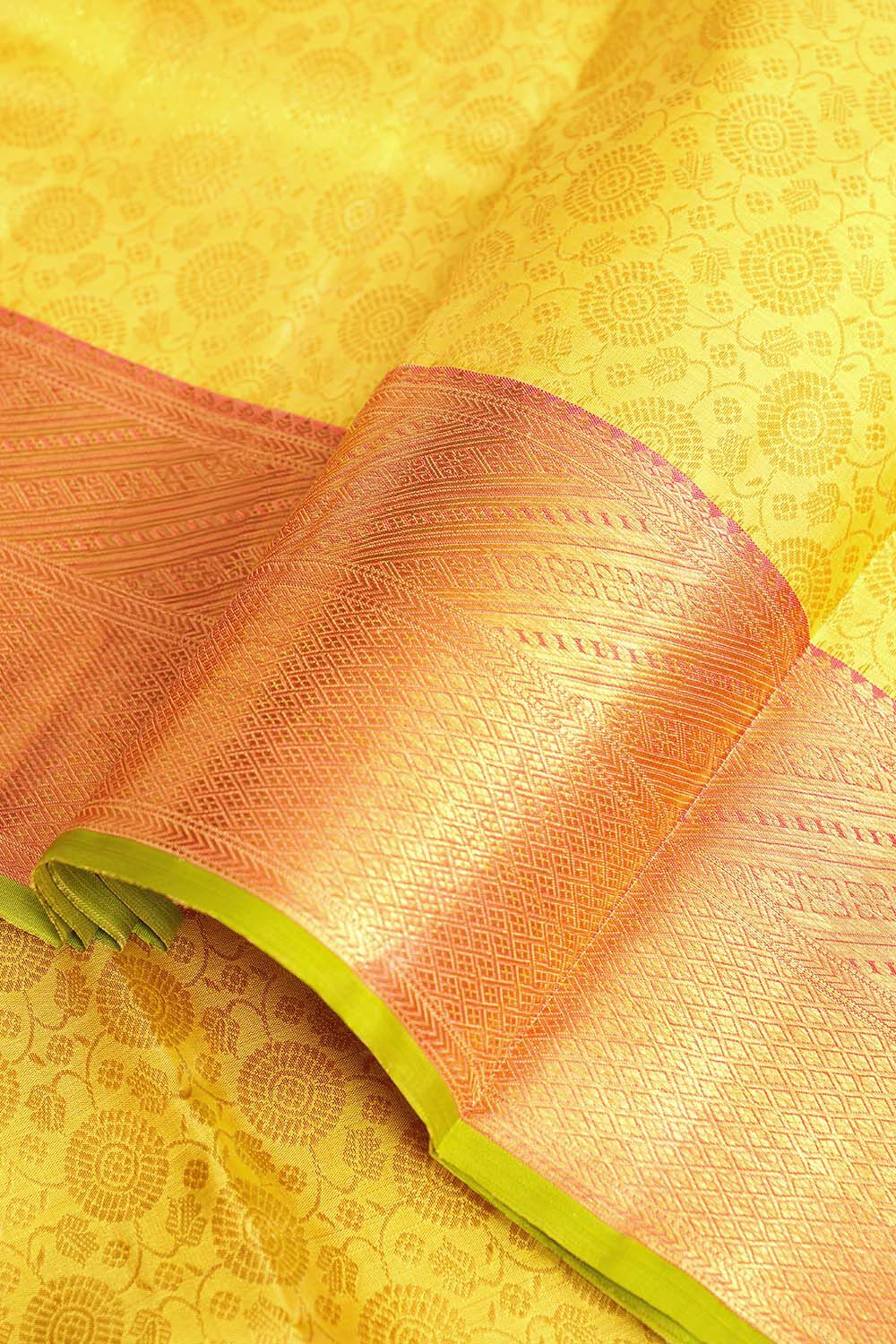 Light Yellow Pure Silk Woven Kanjivaram Saree image number null