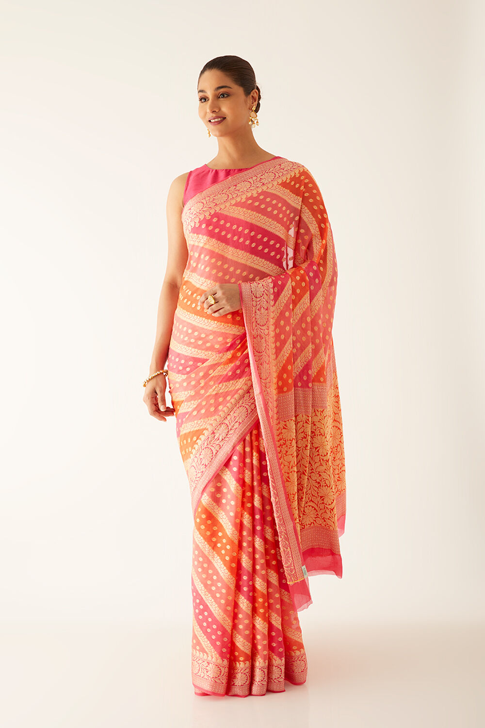 Pink Pure Georgette Banarasi Brocade Saree image number null