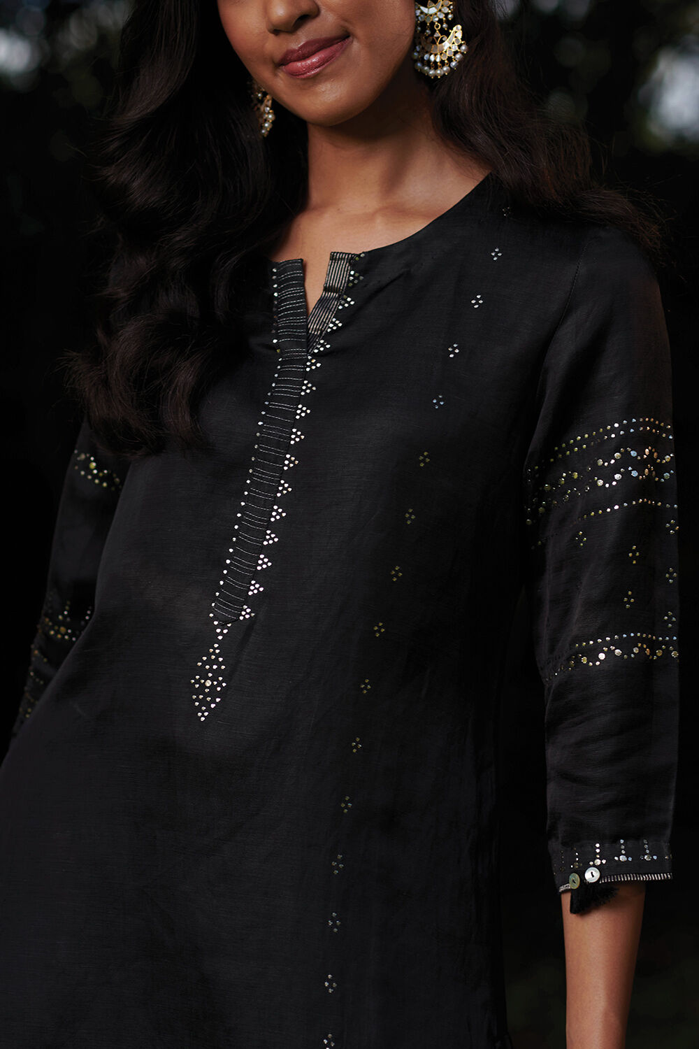 Black Viscose Mukaish Kurta image number null