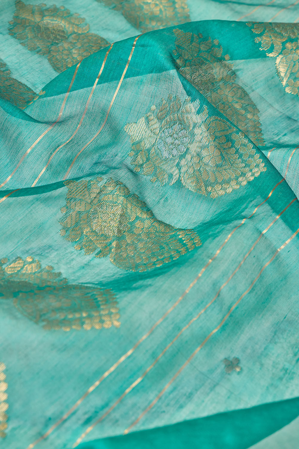 Blue Woven Pure Silk Cotton Chanderi Saree image number null