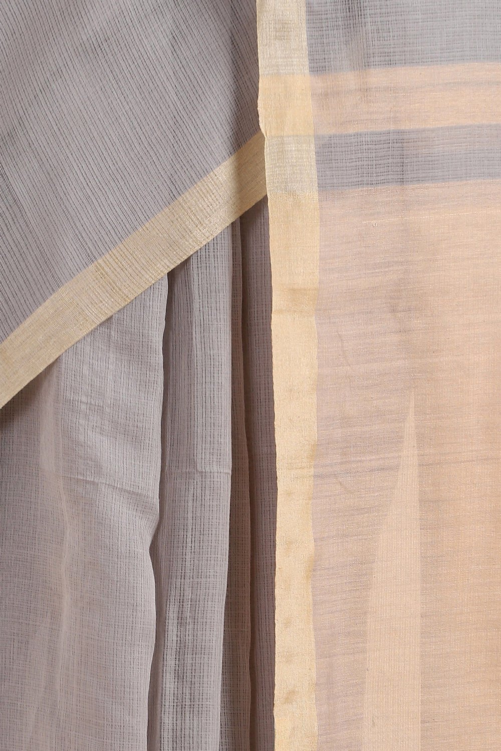 Grey Pure Silk Cotton Bengal Saree image number null
