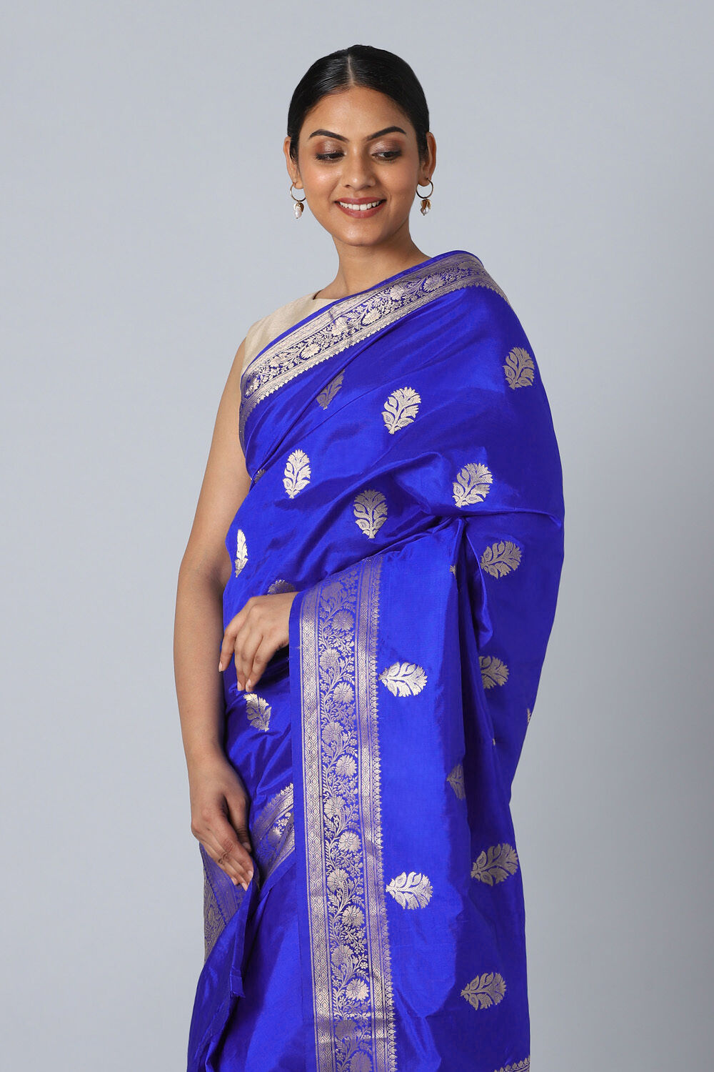 Blue Pure Silk Banarasi Saree image number null