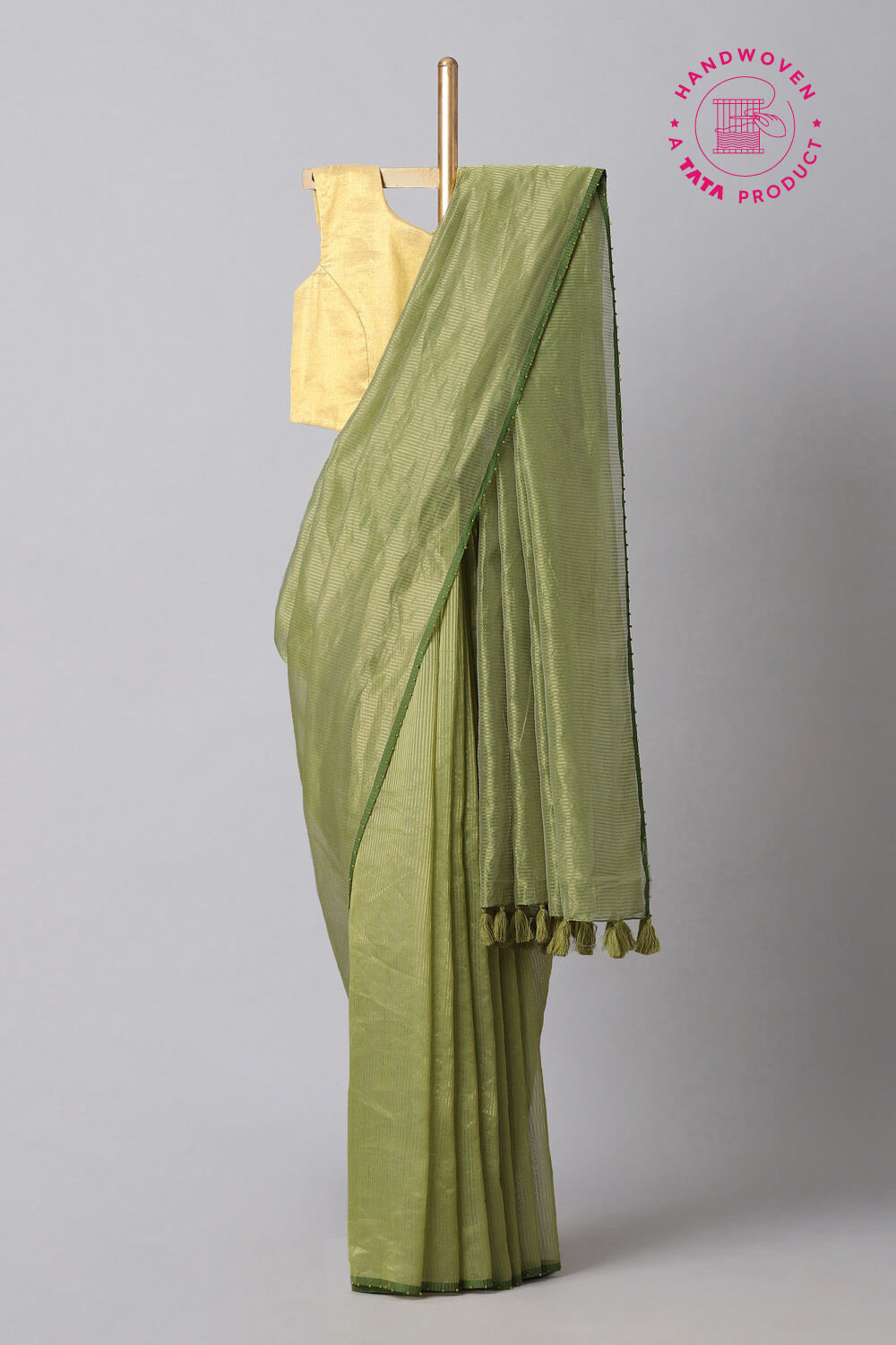 Light Green Pure Silk Cotton Embroidered Saree image number null