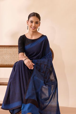 Black Bagh Block Printed Pure Cotton Saree