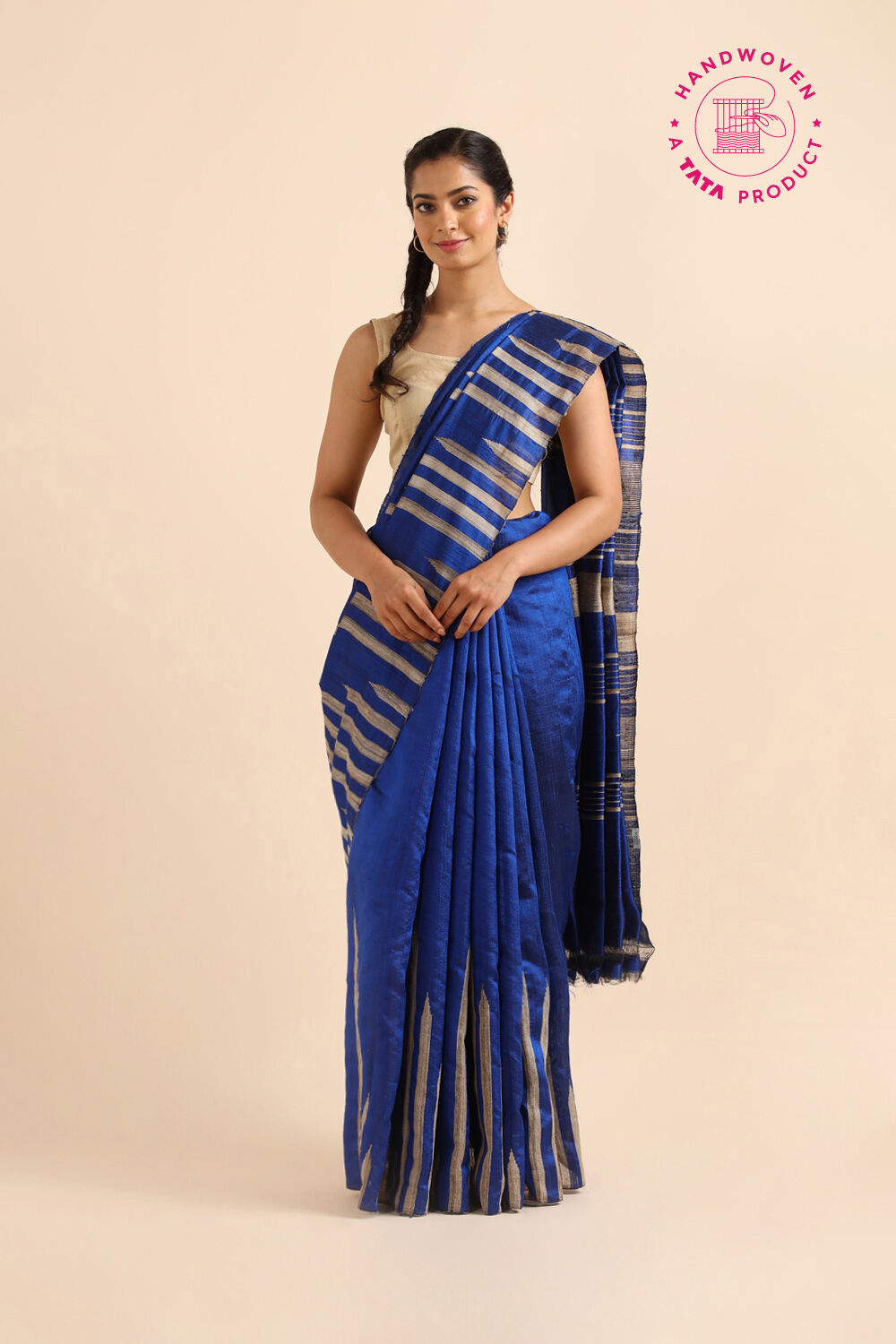 Blue Pure Silk Woven Saree image number null