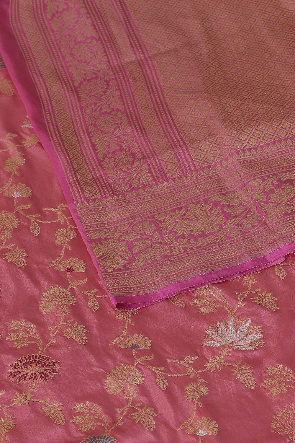 Light Orange Pure Silk Banarasi Saree image number null