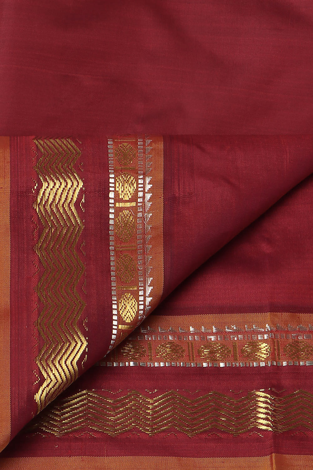 Dark Red Pure Silk Kanjivaram Saree image number null