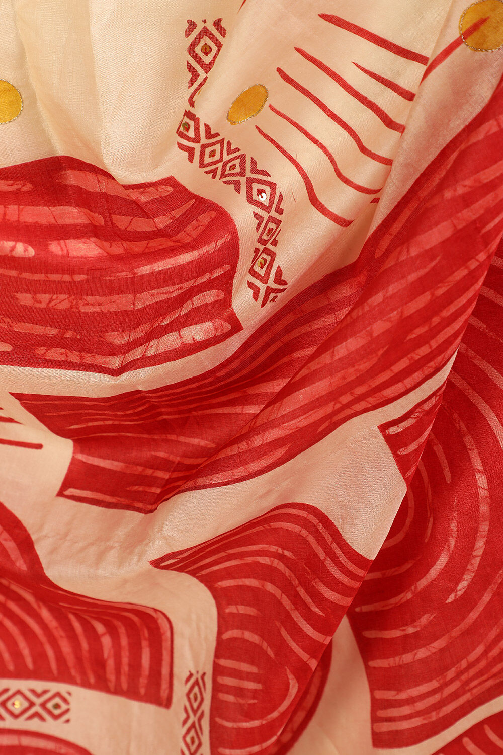 Off White Chattisgarh Pure Tussar Silk Hand Painted Saree image number null