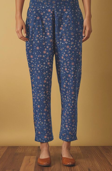Blue Pure Cotton Ajrakh Trouser