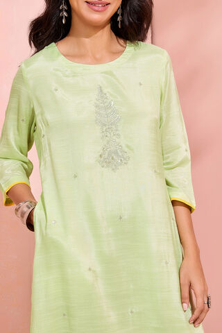 Light Green Viscose Embroidered Kurta thumbnail image number null