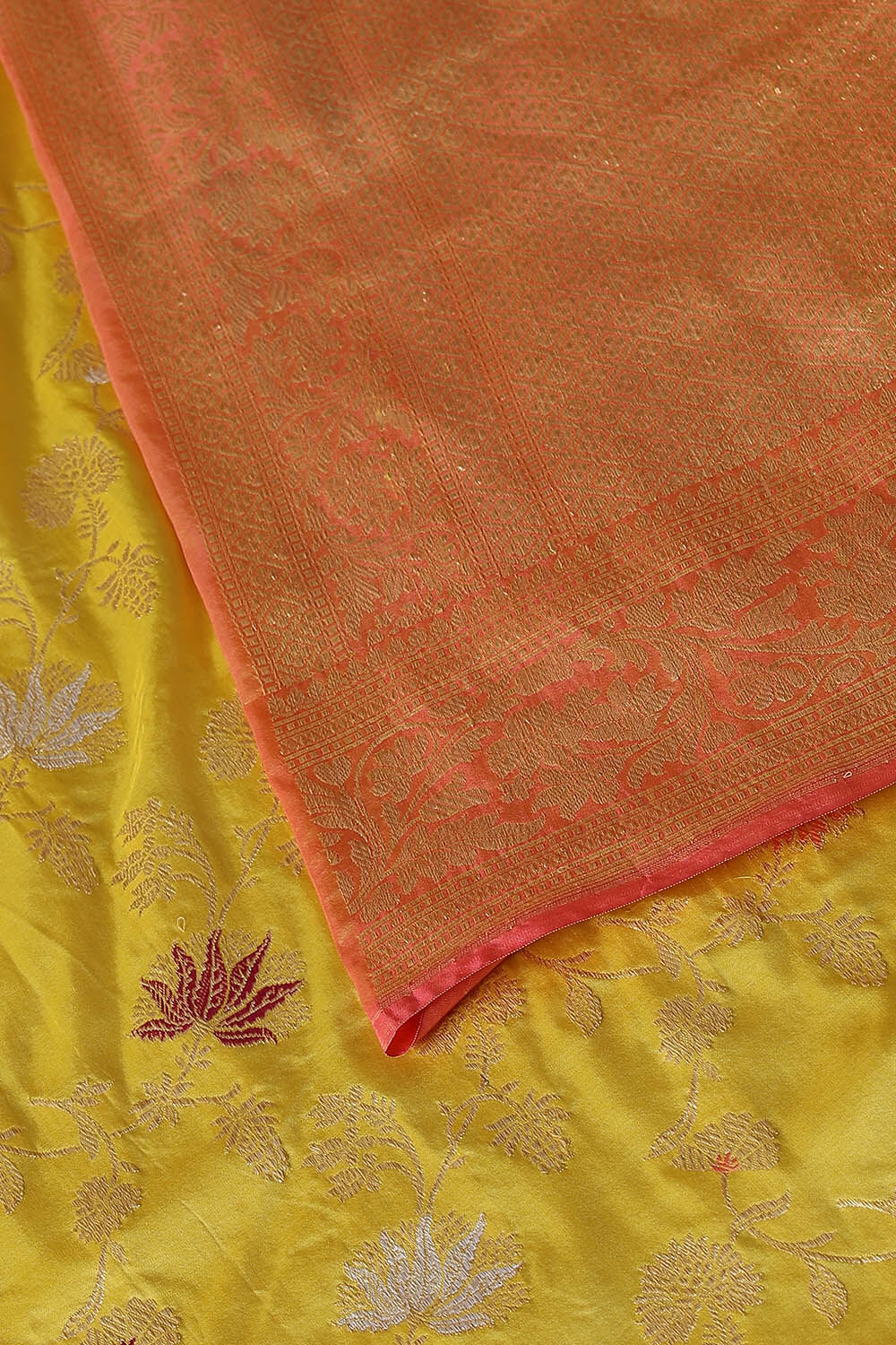 Light Yellow Pure Silk Banarasi Saree image number null