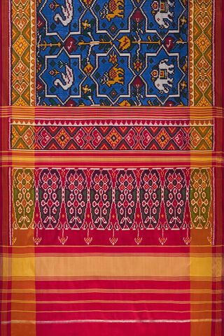 Blue Rajkot Pure Silk Ikat Saree thumbnail image number null