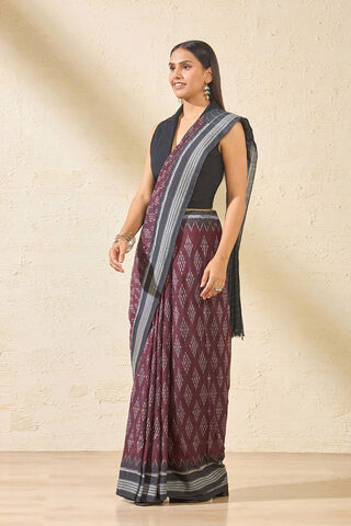 Dark Red Odisha Pure Cotton Ikat Saree thumbnail image number null