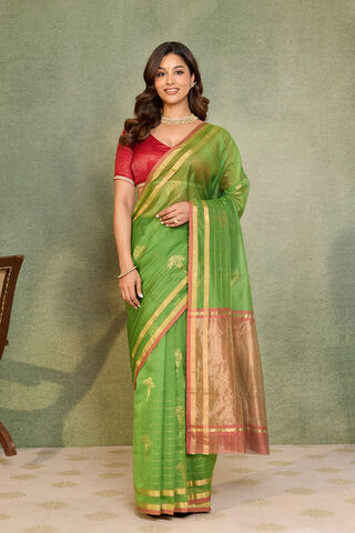 Pink Woven Pure Silk Cotton Chanderi Saree thumbnail image number null
